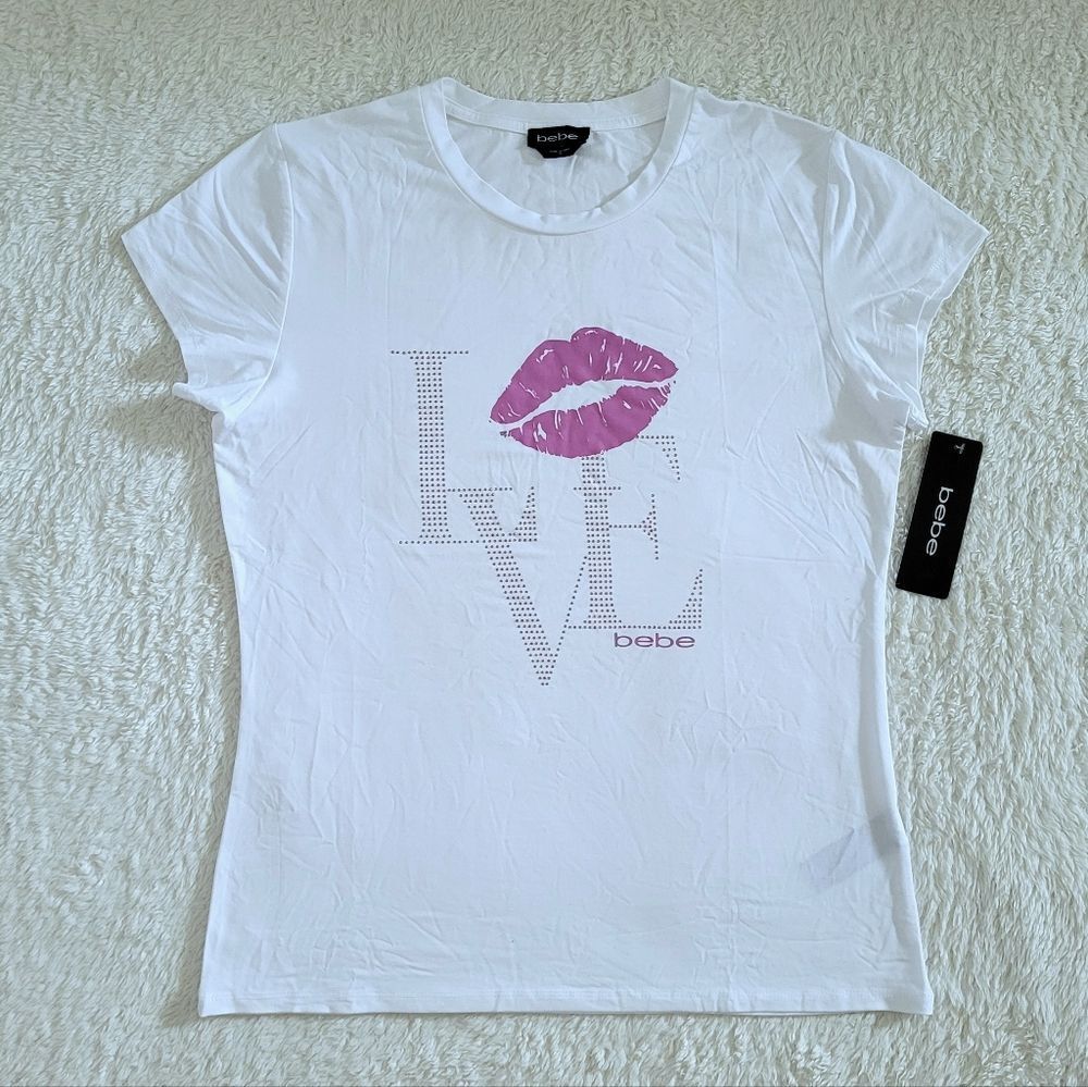 bebe "Love"💜 Lips💋 Top - NWT - Picture 12 of 16